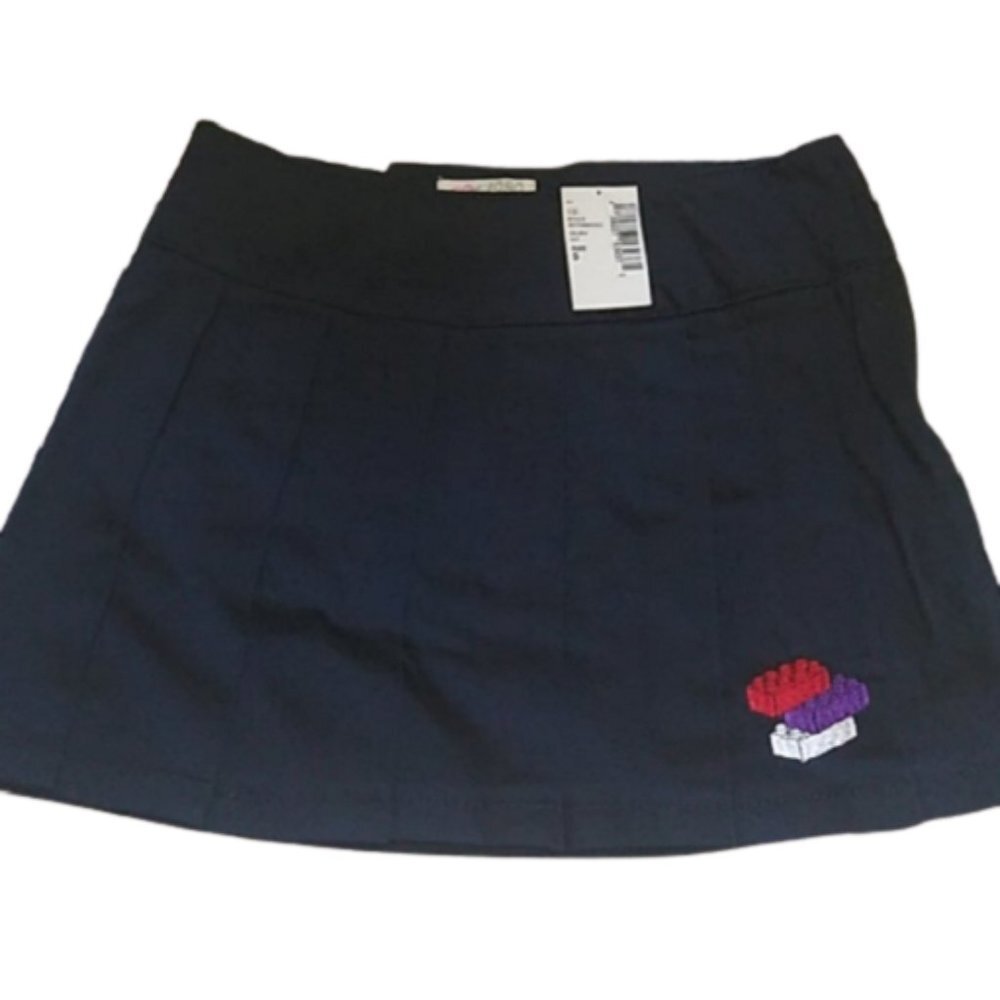 Girls' Children's Place Navy Pleated Skort w/ Brick embroidery, size 5